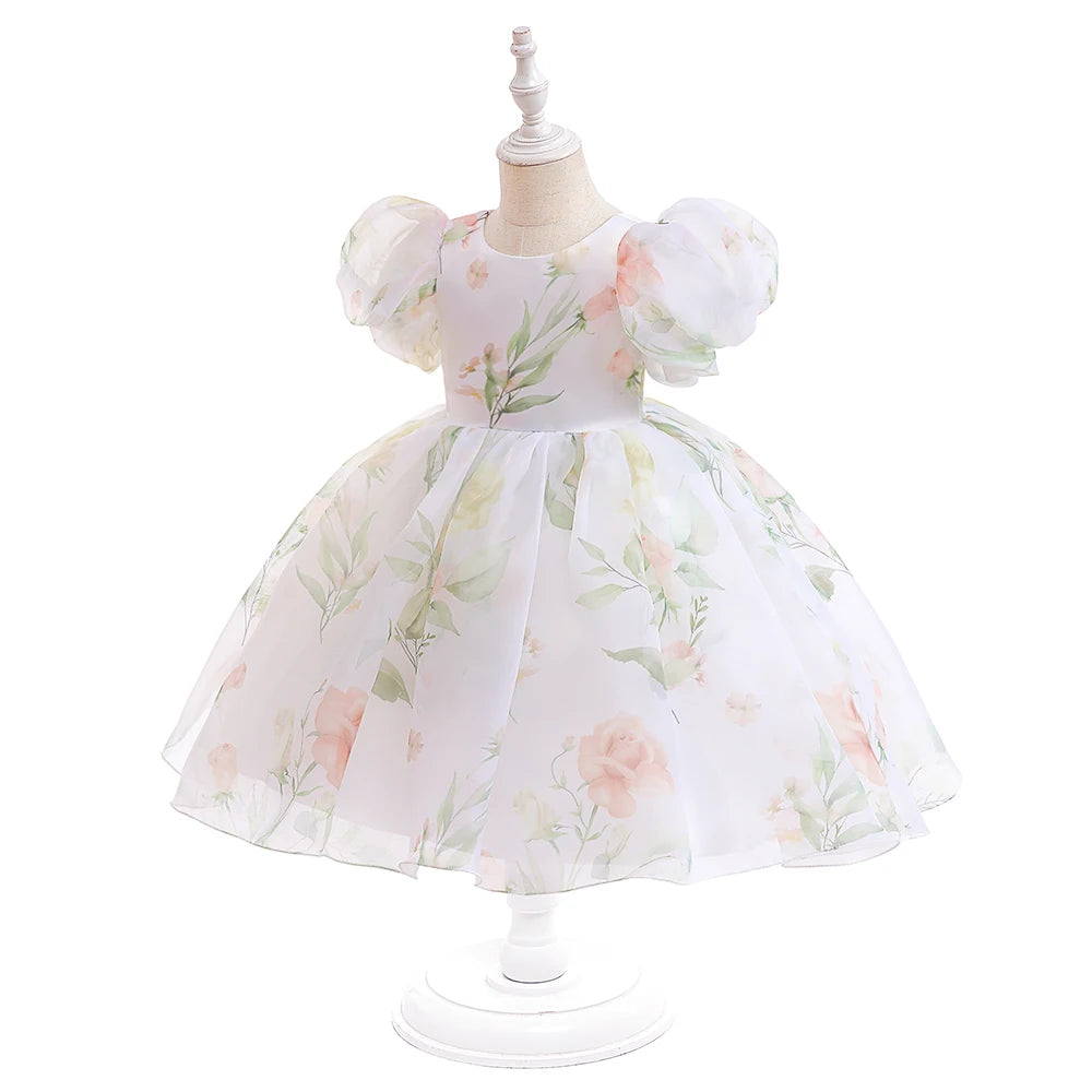 Floral Print Girls' Party Dress