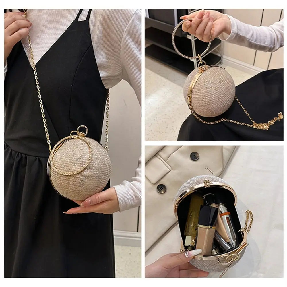 Circular Silk Rhinestone Banquet Clutch