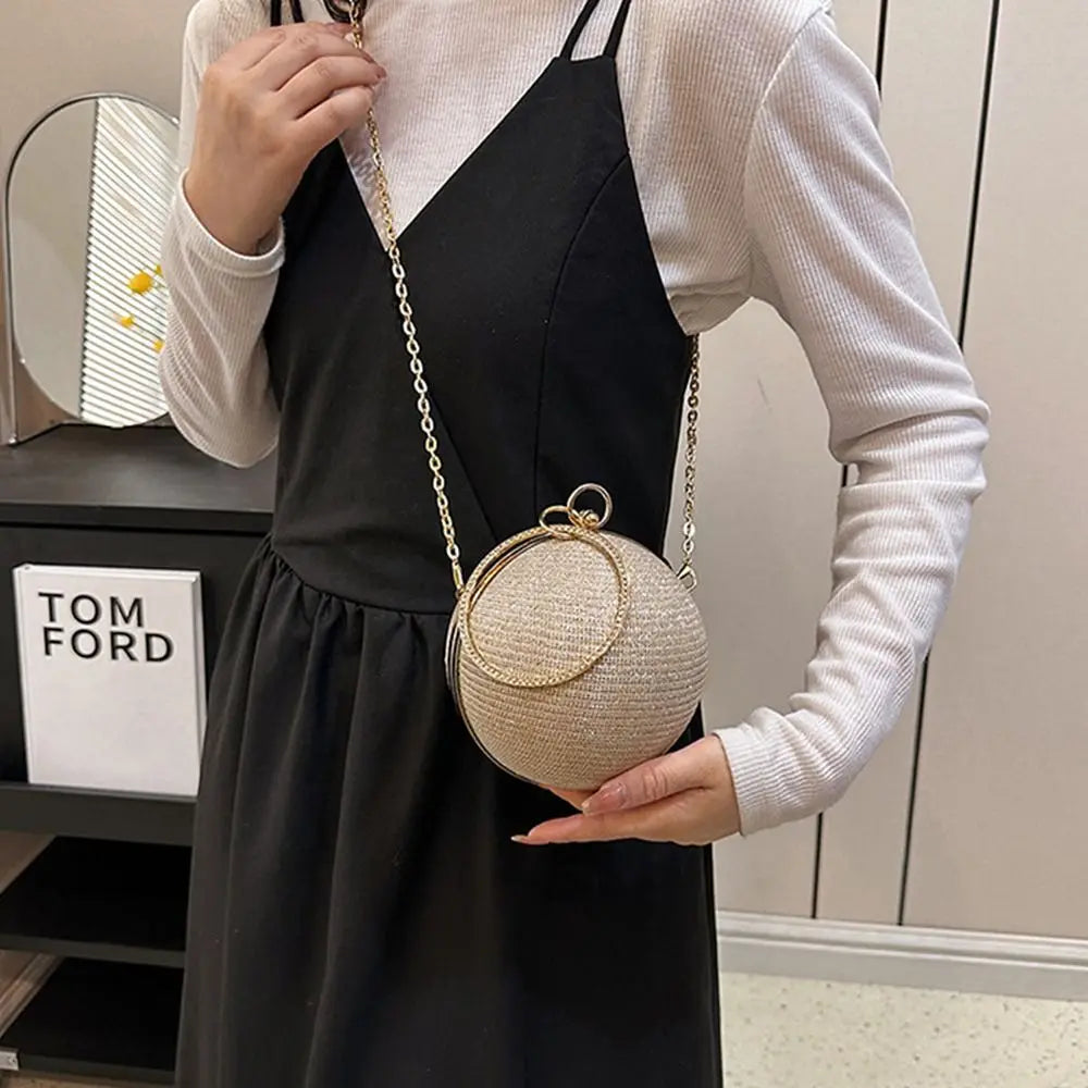 Circular Silk Rhinestone Banquet Clutch