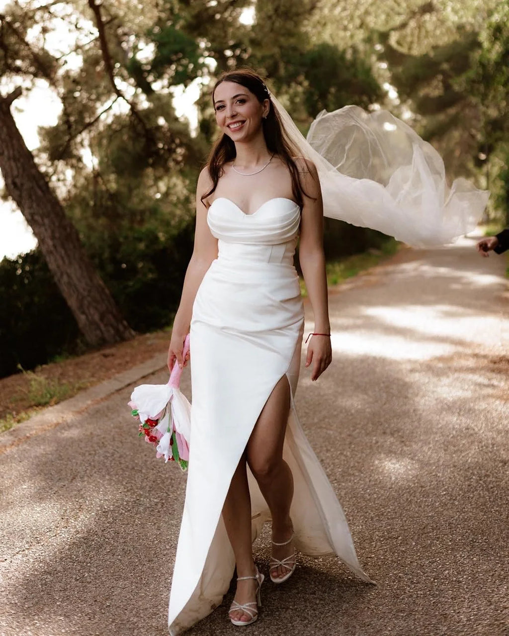 Satin Mermaid Wedding Dress with Detachable Train
