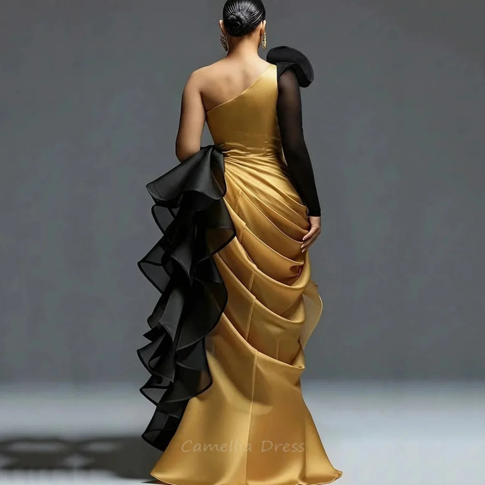 Contrast One Shoulder Customized Mother of the Bride Dresses Mermaid Bride Party Dress Evening Gowns robes invitée mariagee
