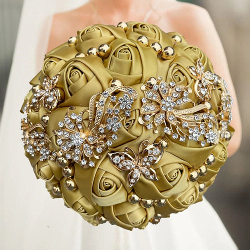 Champagne Silk Rose Bridesmaid Bouquet