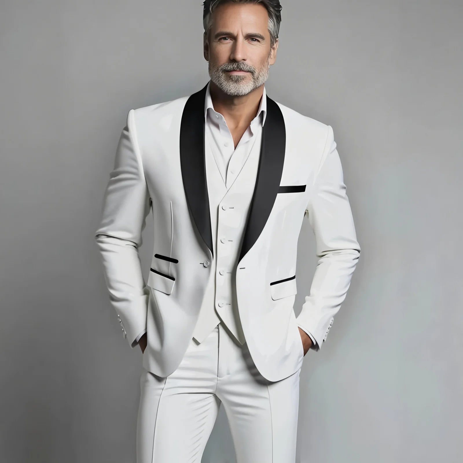 Elegant Men's Suit Sets- Slim Fit Tuxedo Set for Weddings & Formal Occasions, Black Suit