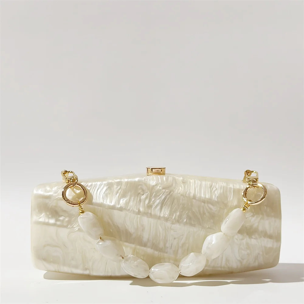 Pearl Marble Acrylic Box Clutch