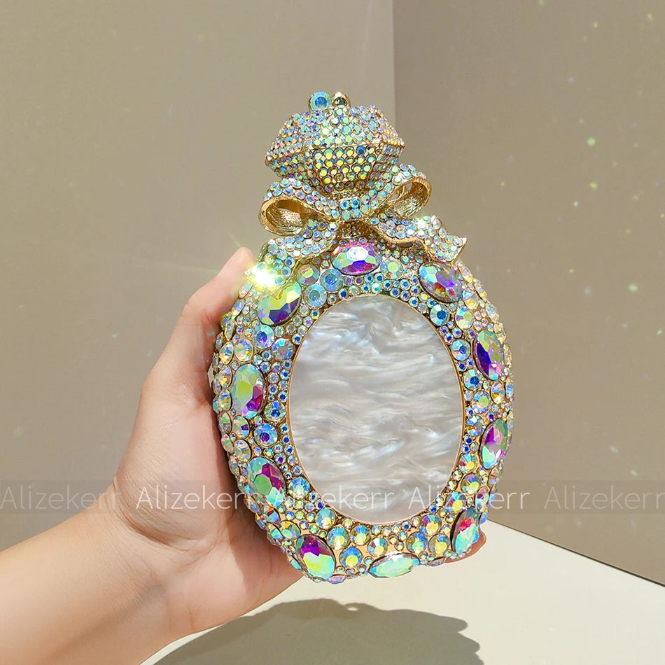 Perfume Bottle Crystal Evening Clutch