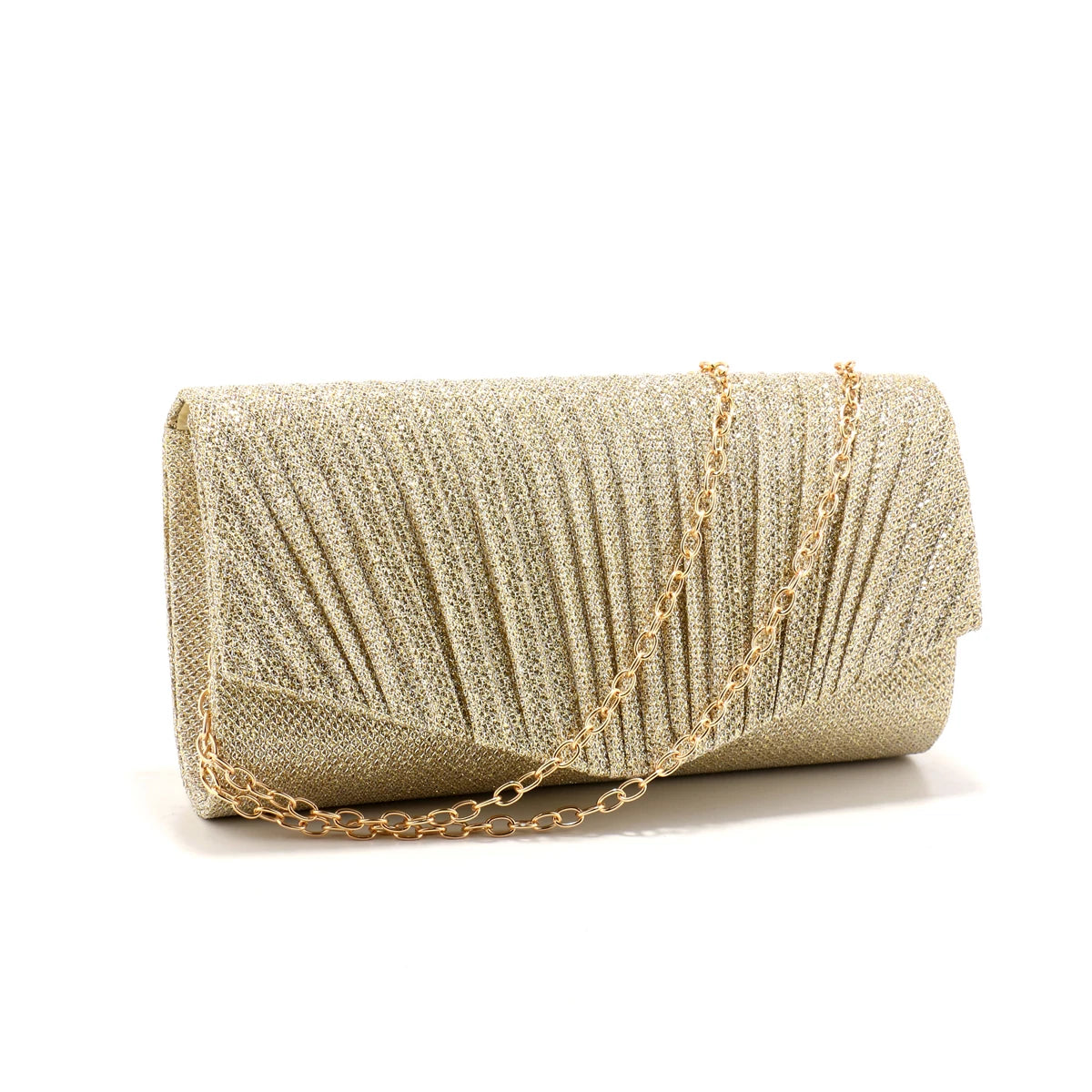 Ruched Sequined Envelope Clutch