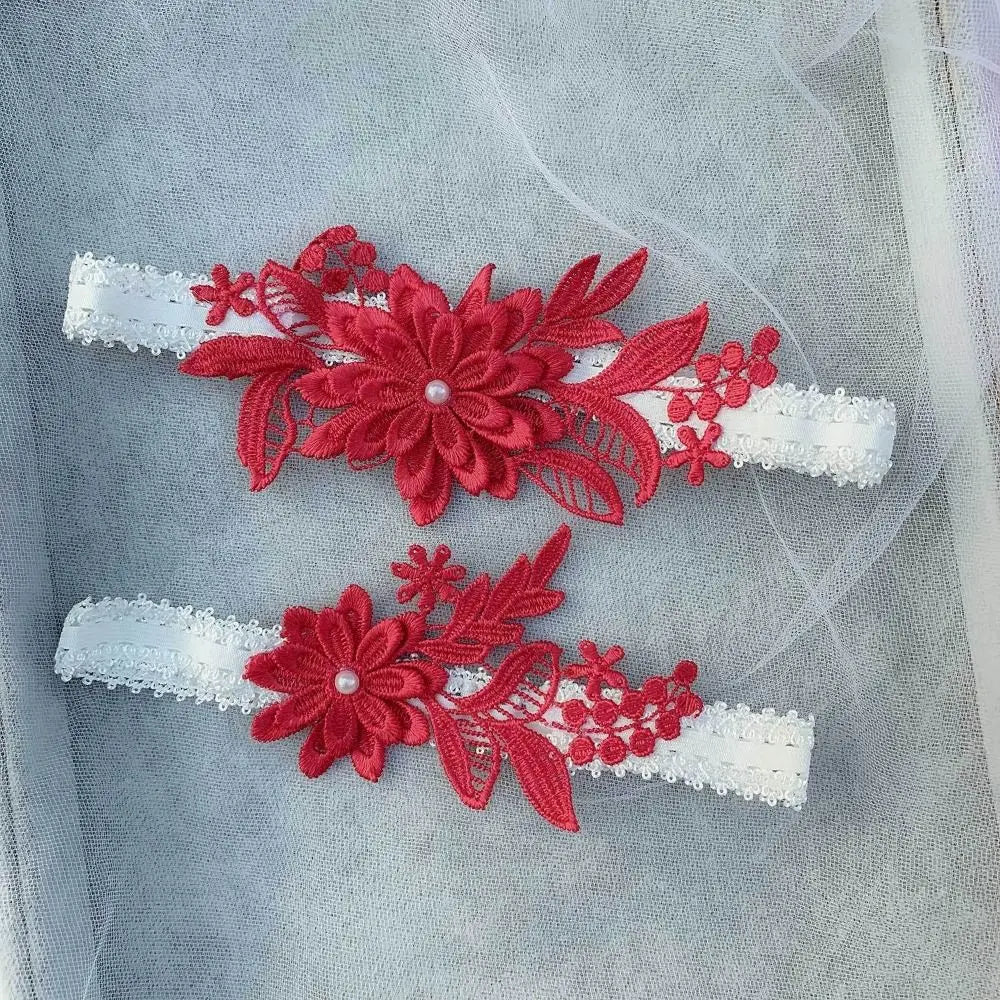 Fashion Polyester Wedding Garter Lace Embroidery Floral Bridal Thigh Ring Leg Ring Wedding