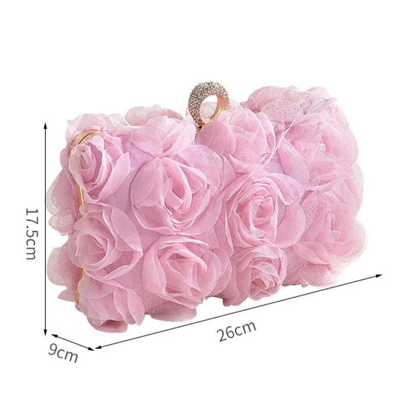 Wedding Dress Bag White Bride Clutches Ladies Party Handbag Purse Woman Evening Flower Bags Floral Wedding Shoulder Bags