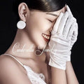 1 Pair Short Glove White Satin Gloves Wedding Elegant Sweet Bow Knot Gloves Mesh Thin Lace Gloves Women Evening Party