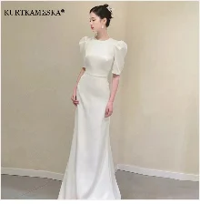 White Satin Embroidered Lace Backless Dress