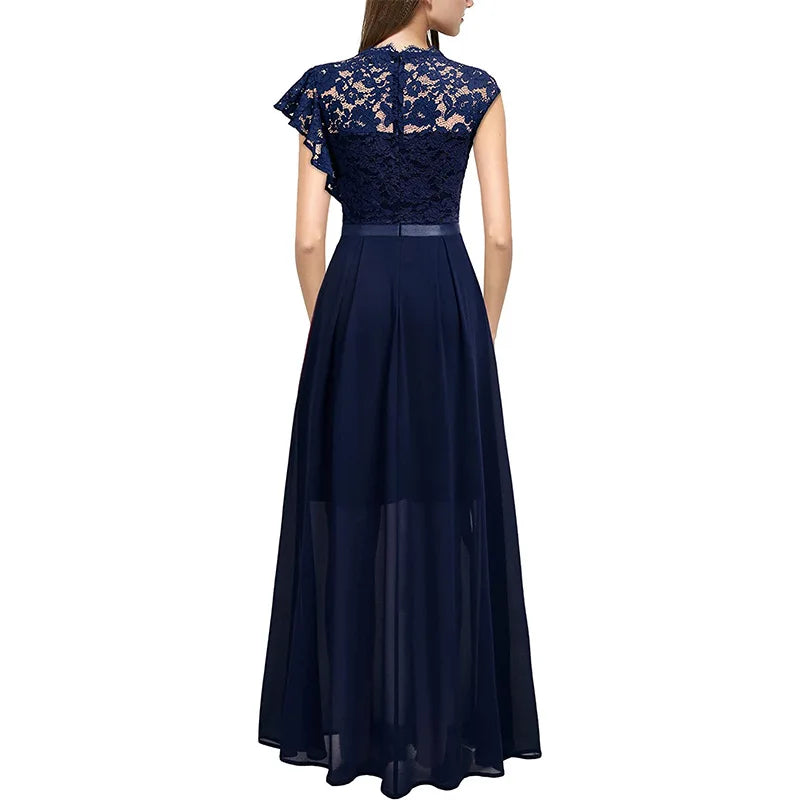 3D Flower High Slit Bridesmaid Dress