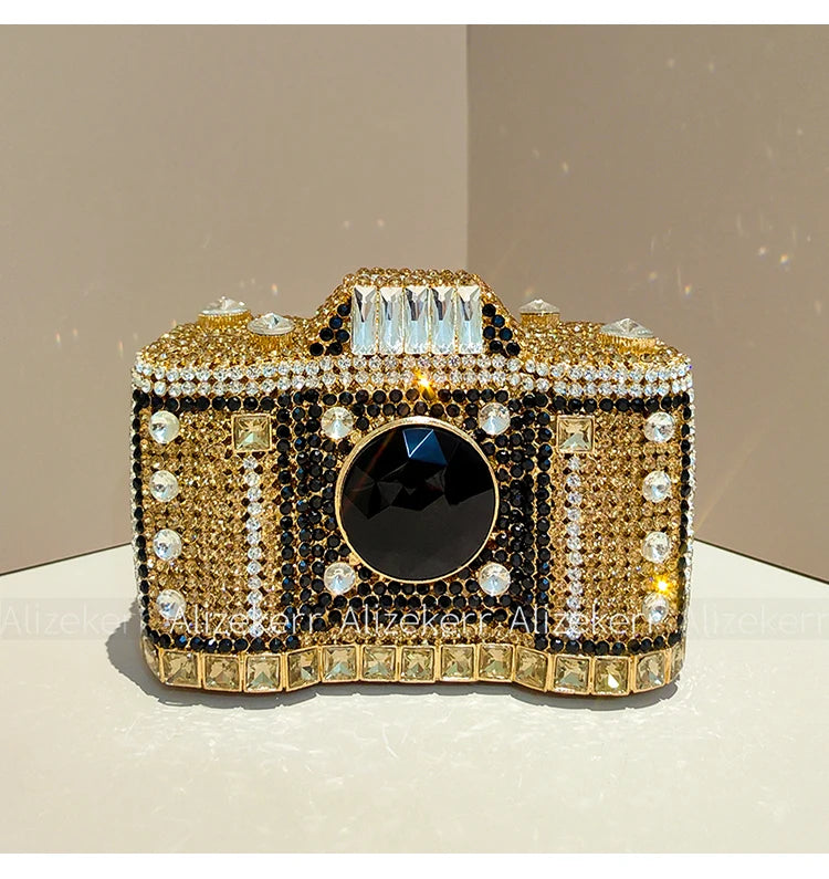 Camera-Shaped Diamond Evening Clutch
