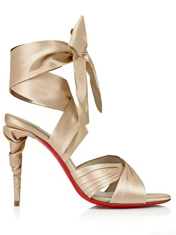 2026Summer New Women's Stiletto Sandals Round Head Strap Party Wedding Women's 34-44 Large High Heel Sandals