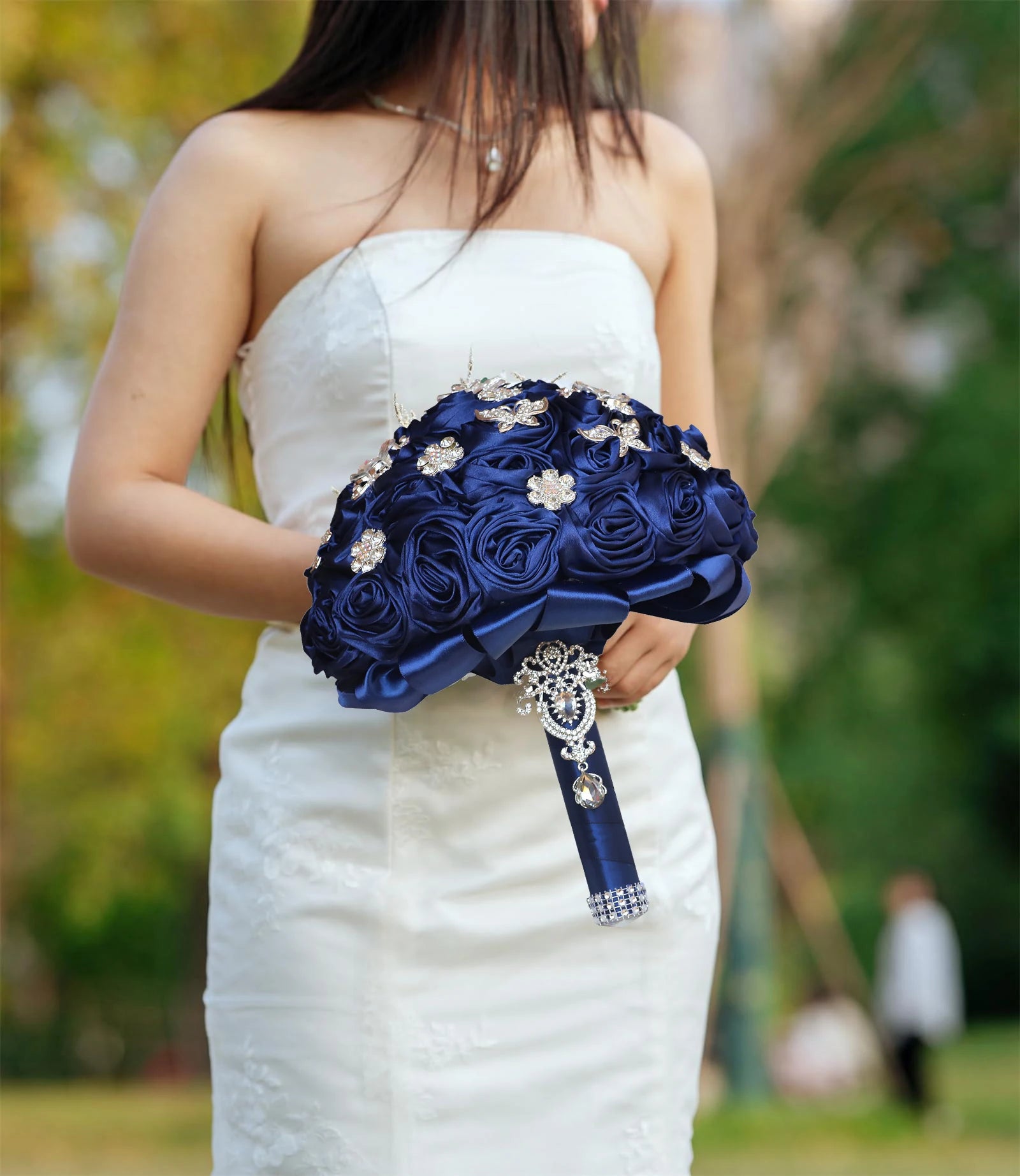 Dark Blue Wedding Bouquet Bridesmaid Holding Flowers