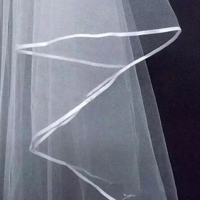 Simple Ribbon Edge Soft Tulle Wedding Veils with Comb Marriage Wedding Accessories 2024