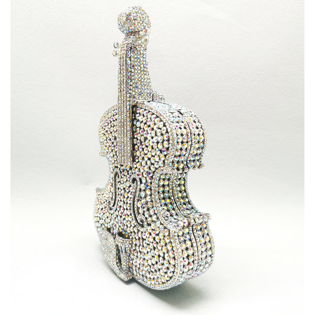 XIYUAN Women AB Silver Gold Blue Green Pink Champagne Red Grey Diamond Handbag Wedding Party Guitar Crystal Bridal Purse Bag