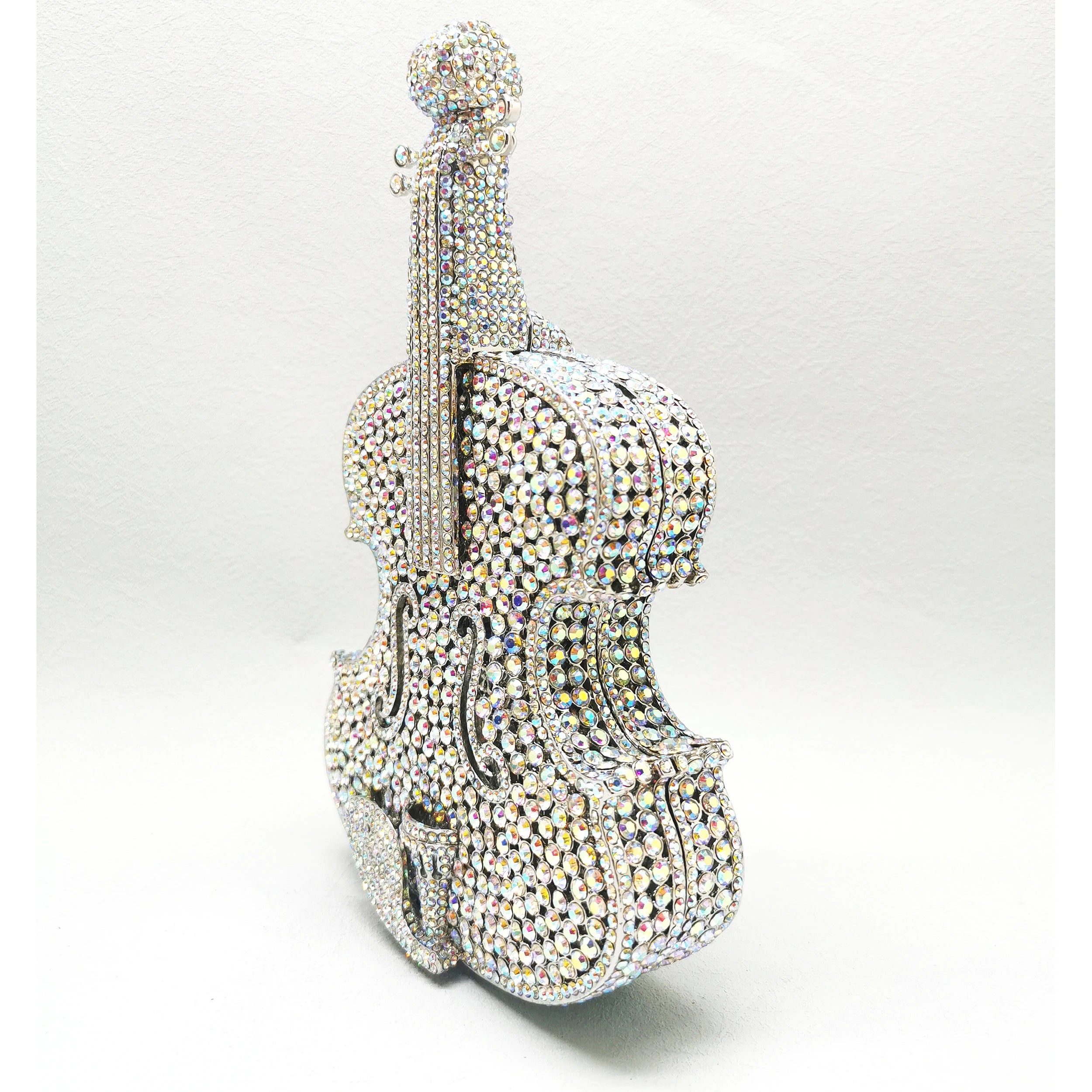 XIYUAN Women AB Silver Gold Blue Green Pink Champagne Red Grey Diamond Handbag Wedding Party Guitar Crystal Bridal Purse Bag