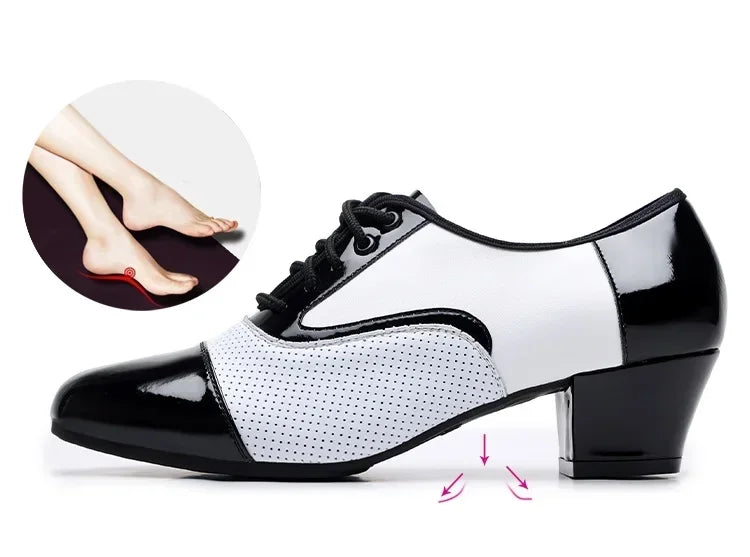 Modern Dance Shoes For Men Soft Performance Leather Breathable Social Latin Dance Square Formal Dress Jazz Dance Shoes Sneakers
