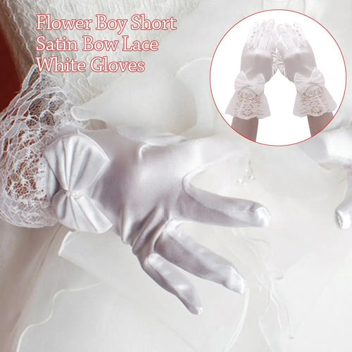 Children's Satin Bow-Knot Gloves for Flower Girls
