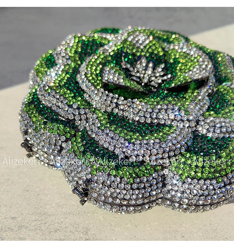 Rose-Shaped Crystal Bridal Clutch