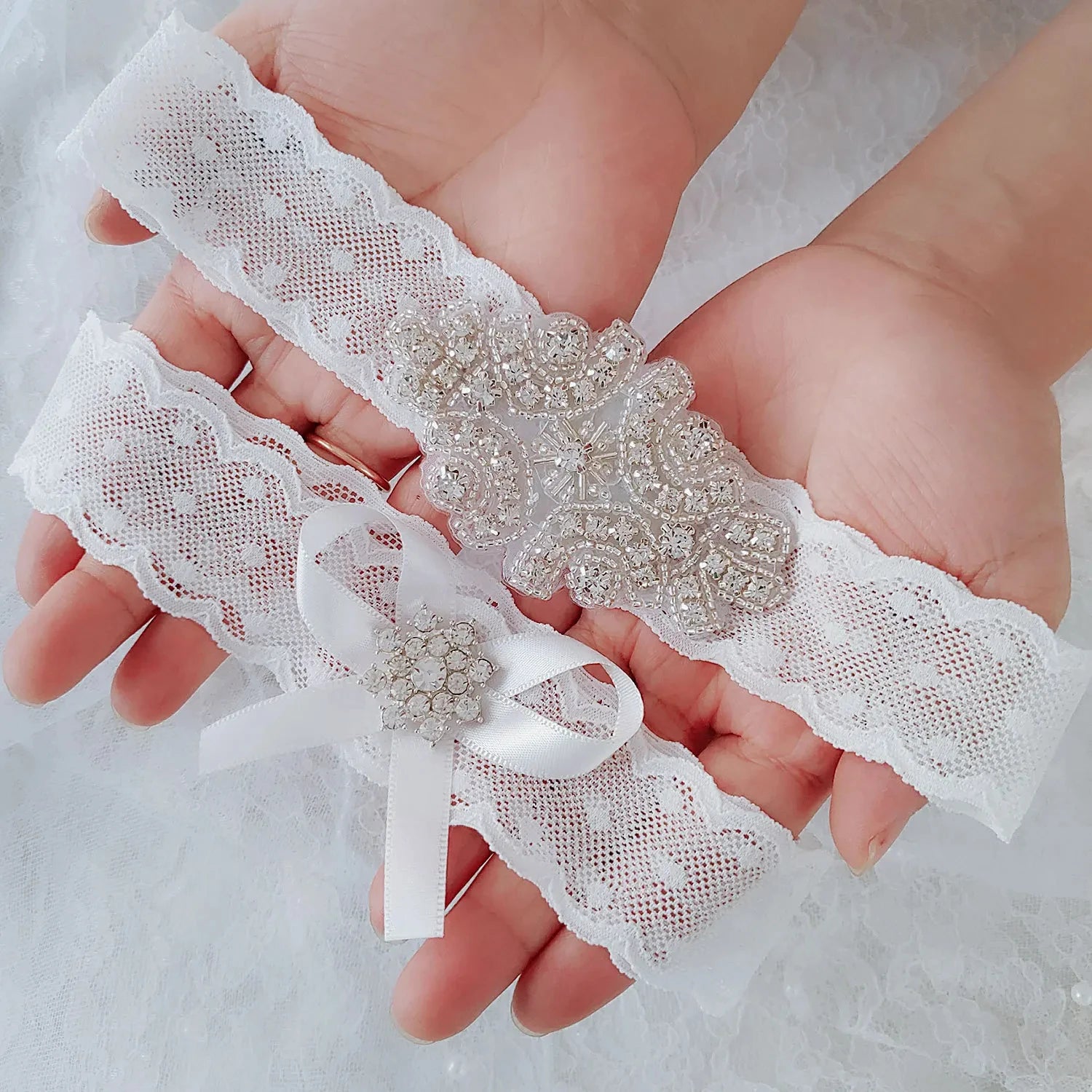 Shinny Bead Crystals Wedding Garter for Bride Leg Ring Loop Thigh Leg Garter  For Wedding Bridal  Accessories