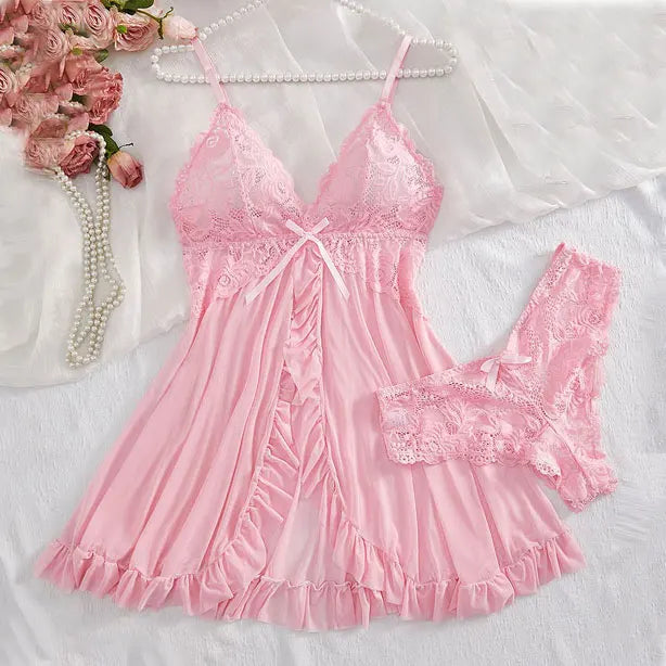 Sheer Lace V-Neck Slip Nightdress
