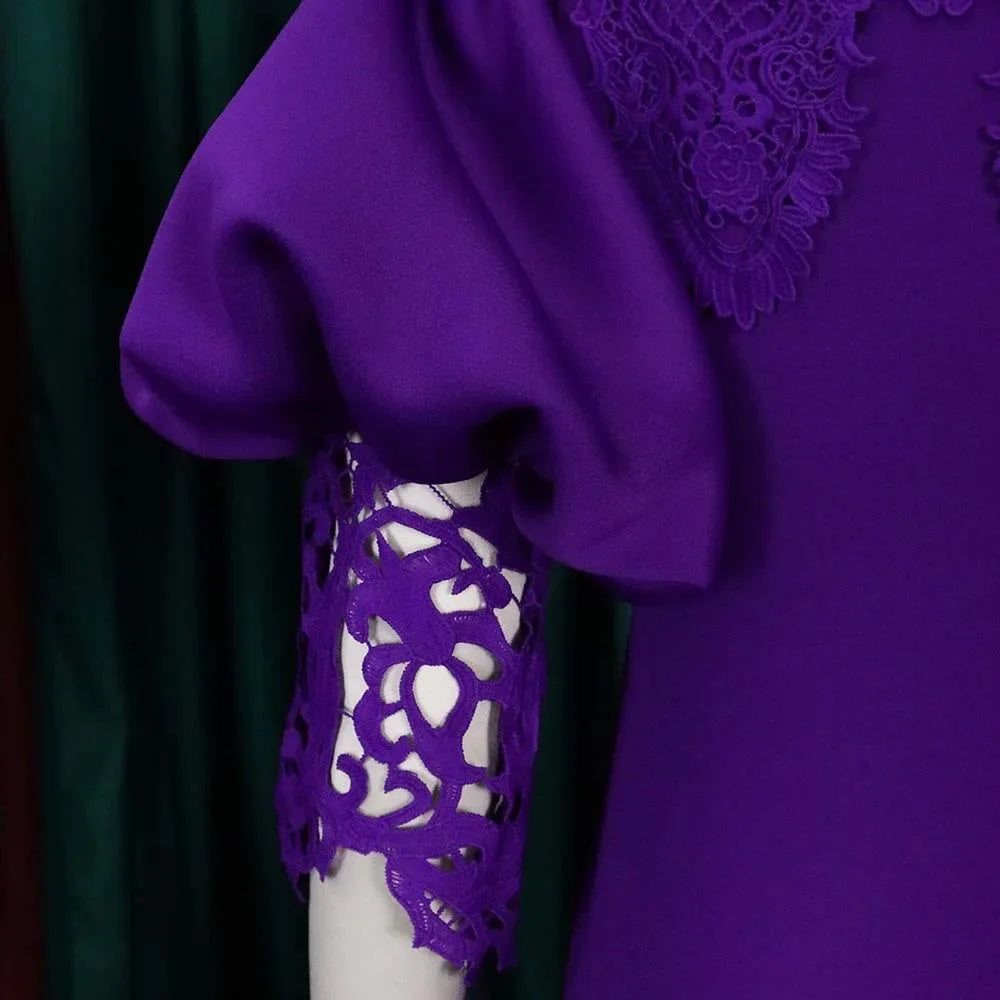 Off-Shoulder Lantern Sleeve Lace Sheath Dress