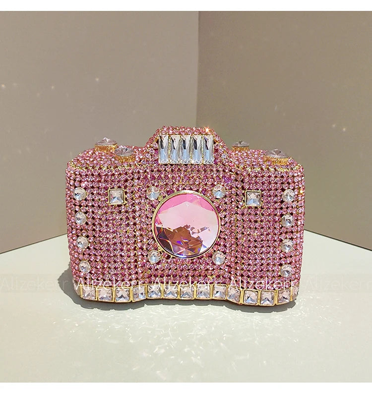 Camera-Shaped Diamond Evening Clutch