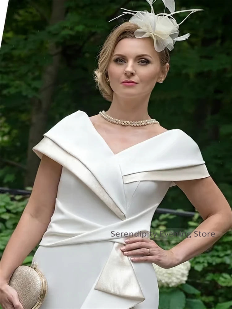 Off-Shoulder Ruffle Jersey Mother of the Bride Dress
