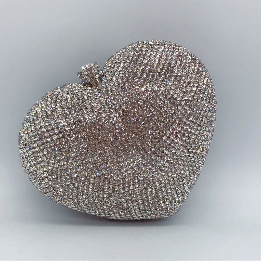 Heart-Shaped Crystal Evening Clutch