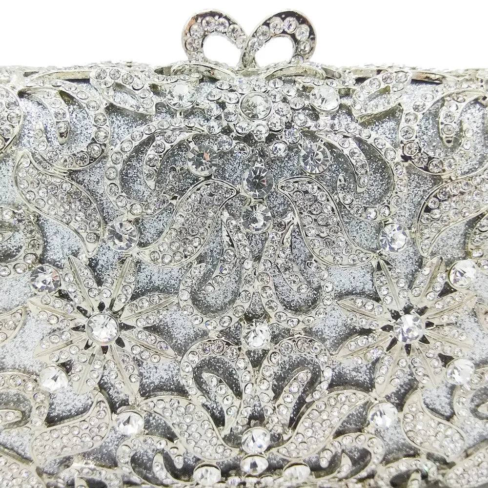 Boutique De FGG Handmade Flower Evening Bags and Clutches, Gold Rhinestone Clutch Purses and Handbags, Wedding Bridal CLutch Bag