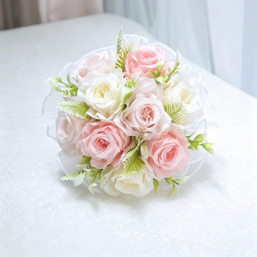 Artificial Bridal Bouquet Pearl Roses Wedding Bridesmaid Bouquet Valentine's Day Decoration Gift Romantic Wedding Accessories