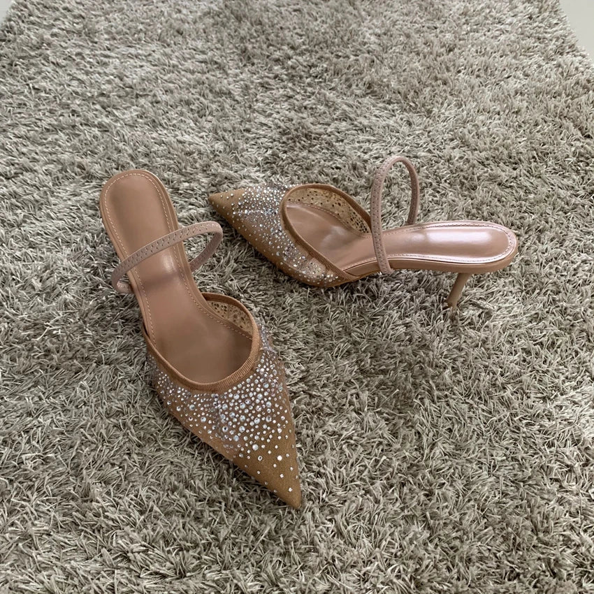Rhinestone Mesh Slingback Bridal Heels