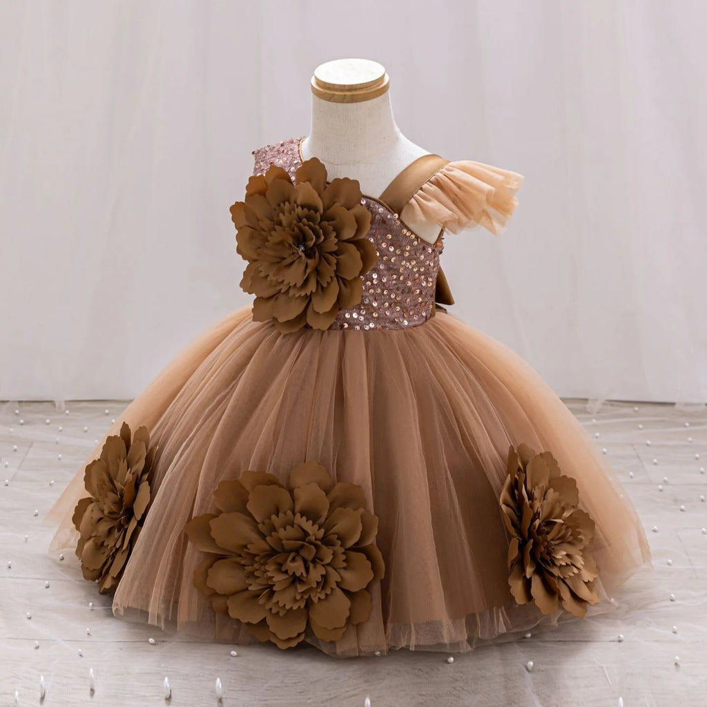 Sparkling One-Shoulder Toddler Party Dress