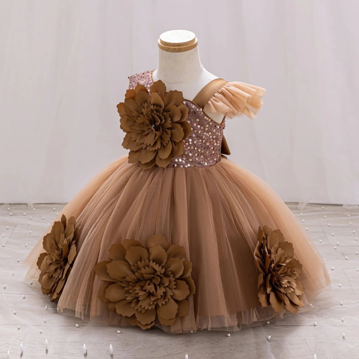 Sparkling One-Shoulder Toddler Party Dress