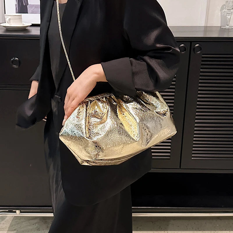 Golden Crossbody Evening Clutch