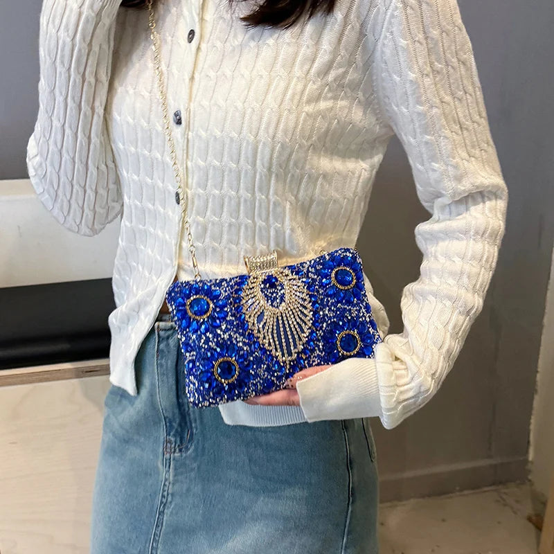 Rhinestone Gemstone Crossbody Clutch
