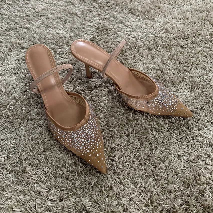 Rhinestone Mesh Slingback Bridal Heels