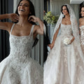Square Neck Beaded Chiffon A-Line Wedding Dress