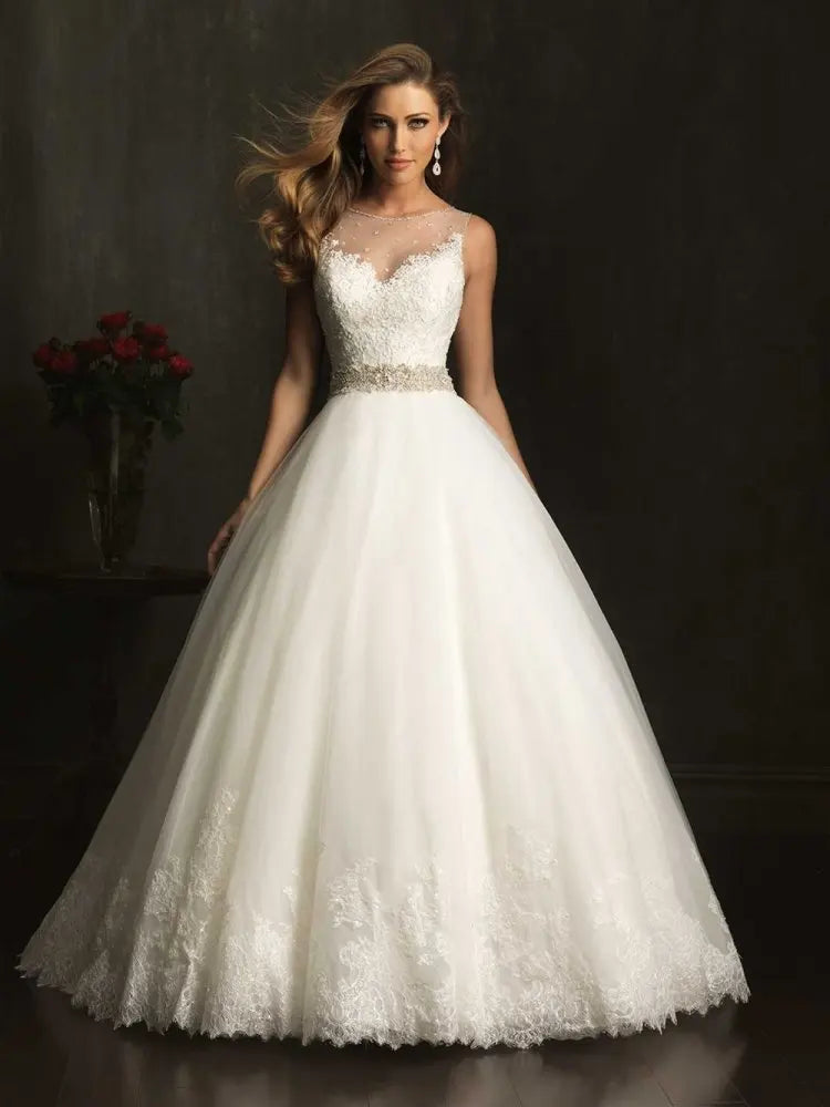 New Vestidos de Novia Vintage Ball Gown Tulle Wedding Dress 2020 Princess Quality Lace Wedding Bride Dress