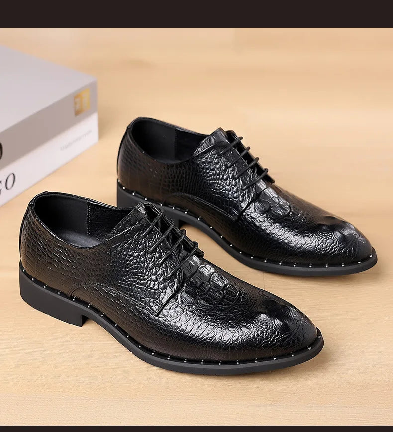 Men's Dress Shoes Business Formal Leather Lace Up All Season Comfortable Wedding Shoes Classic Business Casual Durable Footwear