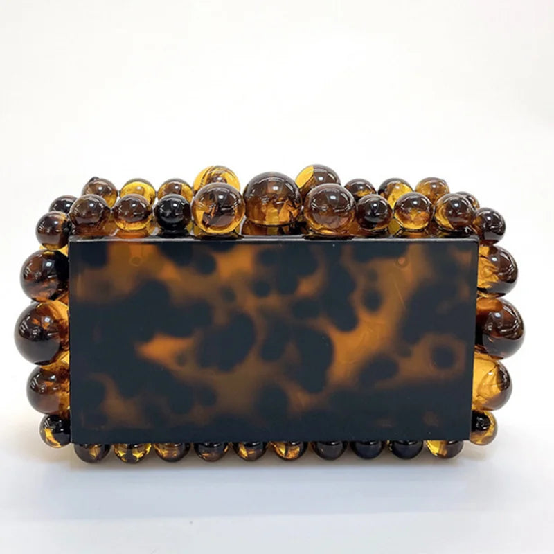 Leopard Acrylic Box Evening Clutch