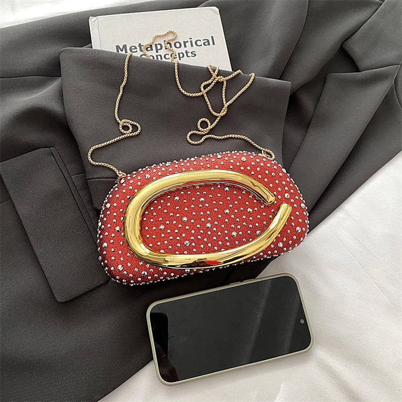 Red Wedding Evening Clutch Bag For Women Luxury Silver Gold Fashinon Party Purse And Handbag Trend Lady Lipstick Crossbody Bag