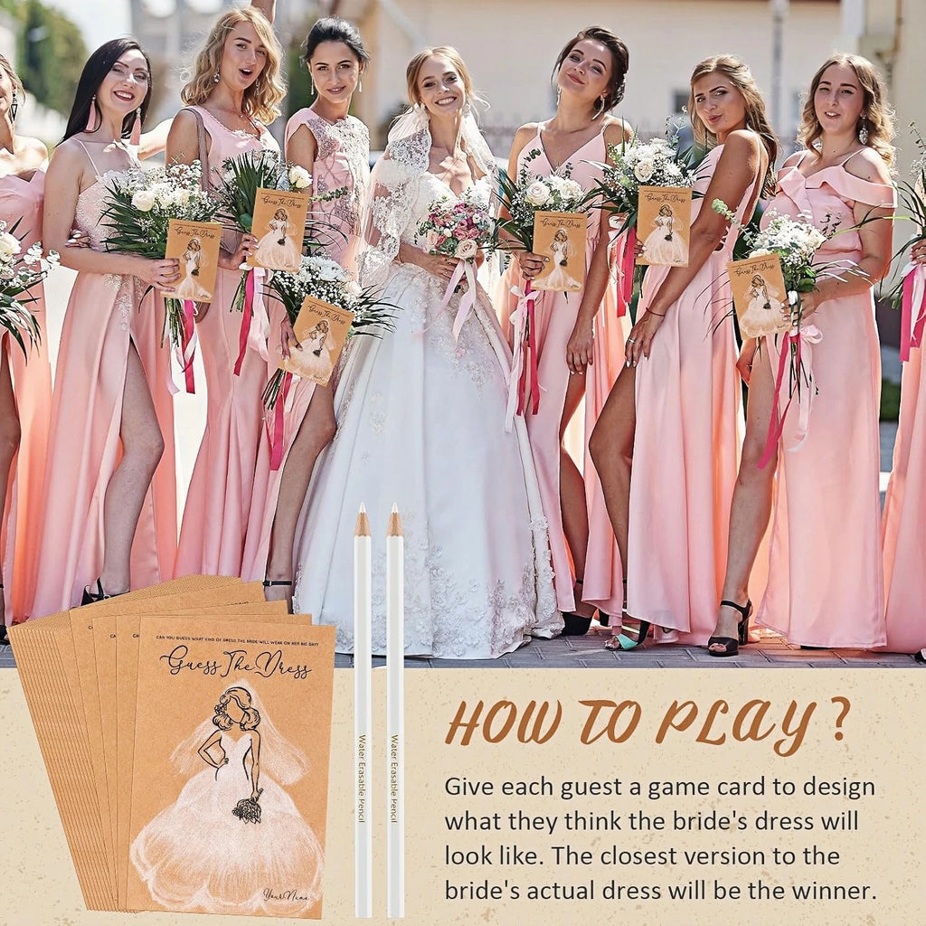 20pcs/set Guess the Dress Bridal Shower Games for Guests, Wedding Shower Games Cards, Fun Wedding Party Supplies Games Ideas