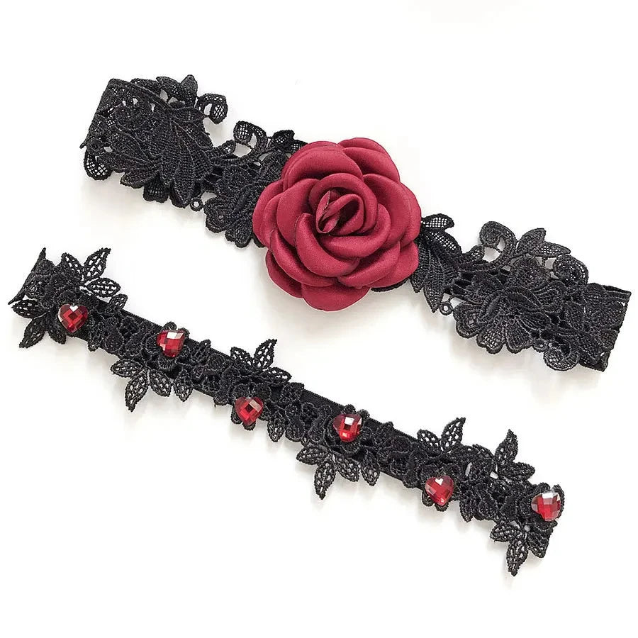 Lace Flower Thigh Ring Pearls Wedding Garter Belt Bridal Cosplay Fashion Stocking Ring