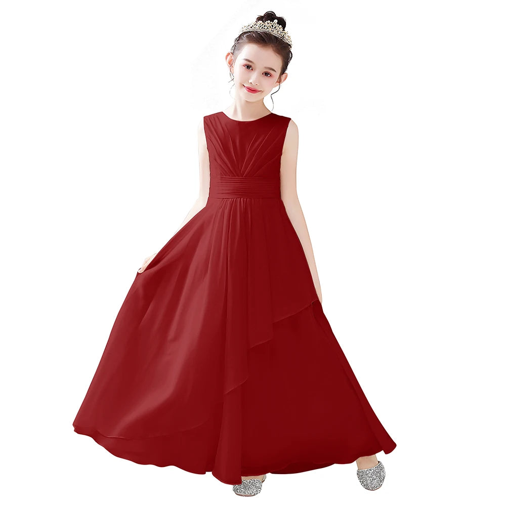 Chiffon Bow-Sash A-Line Flower Girl Dress