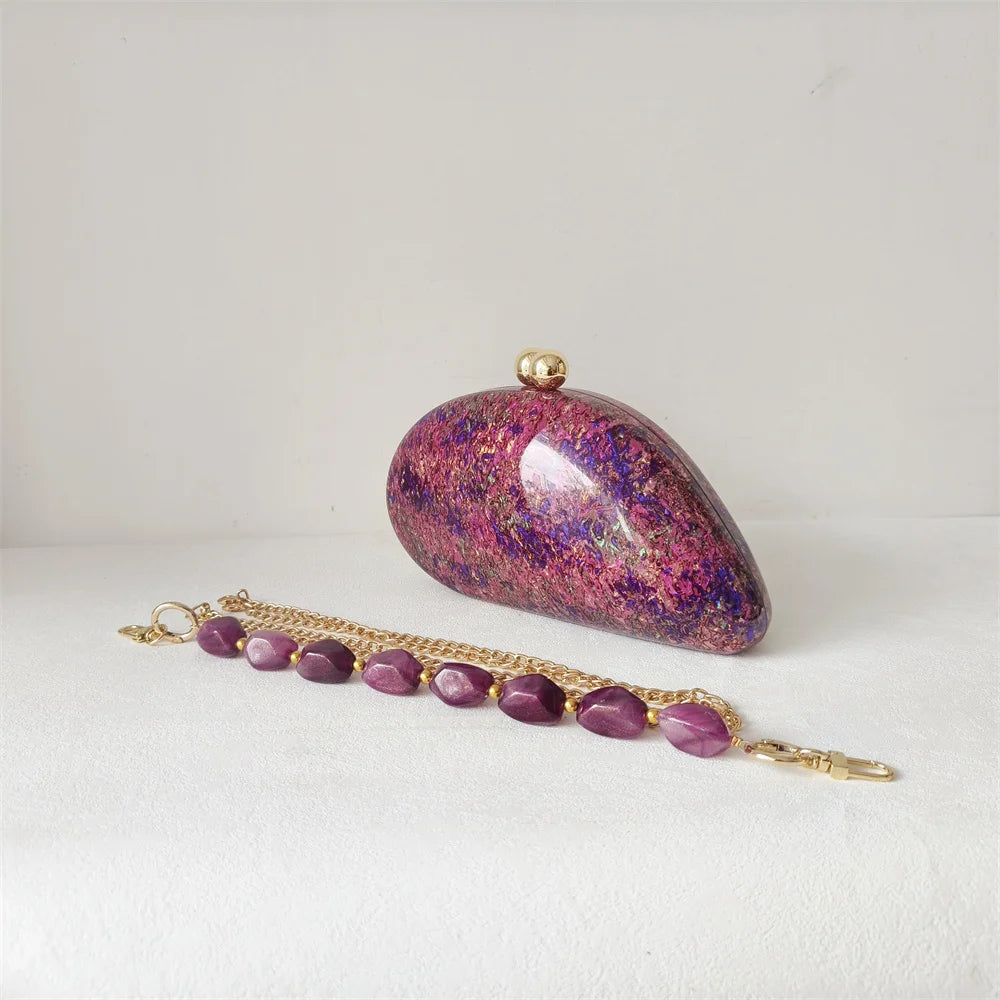 Oval Shell Acrylic Crossbody Clutch
