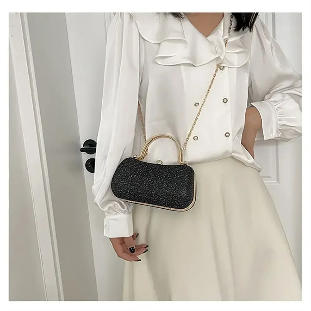 Wedding Bridal Beaded Women Evening Bag Dinner Bag Chain Shoulder Handbags Elegant Rhinestones Clutch Egg Shape Evening Bag