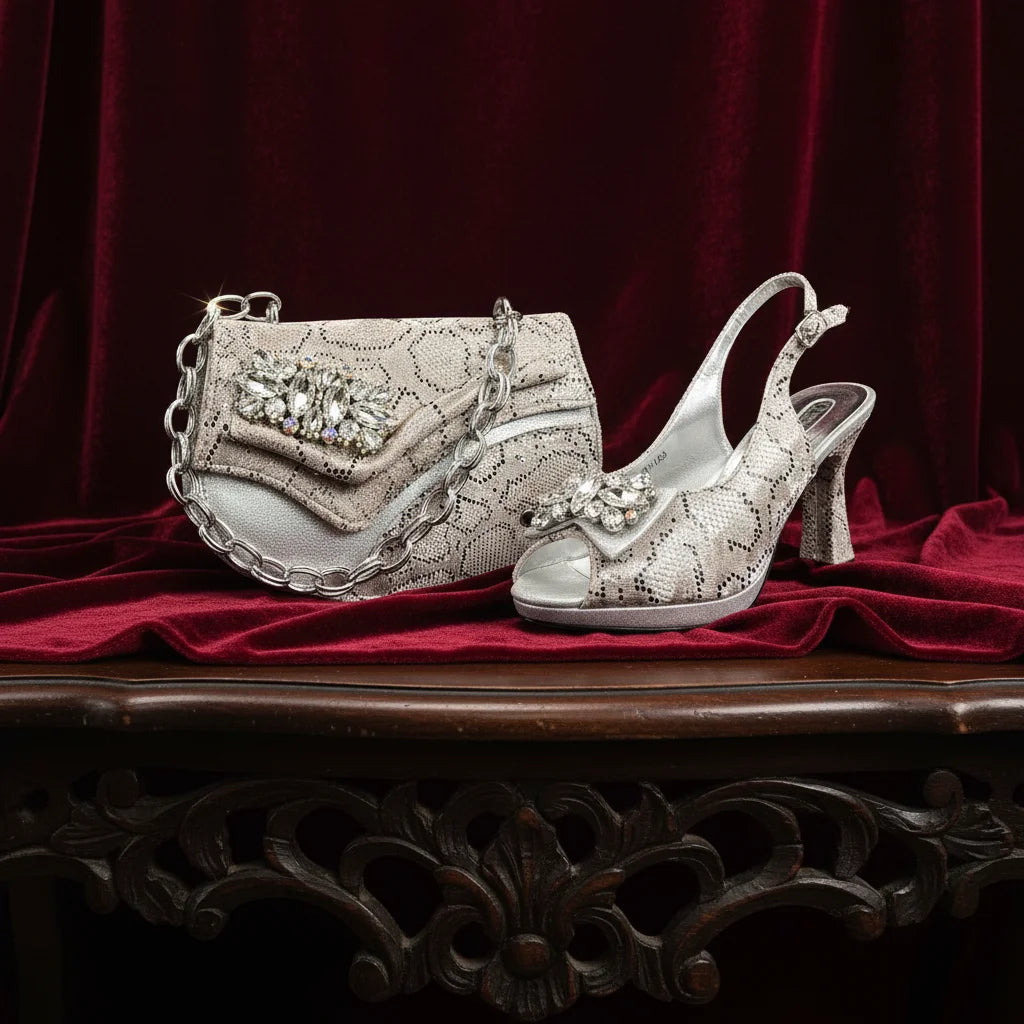 New Designer Bigger Size Shoes and Bags Set for Women 2026 Italian Wedding Shoe for Bride Ladies High Heel Shoes with Rhinestone