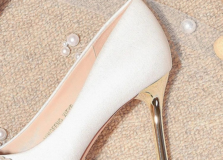 Women's Summer Footwear Bride Pumps Shoes for Woman 2025 Wedding Shoe on Heeled Pointed Toe Pearl Stilito High Heels Popular 39